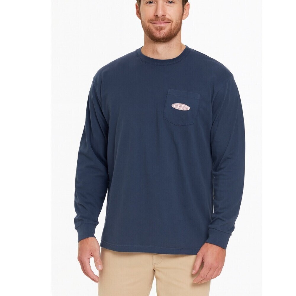 Vineyard Vines men's T-shirt long sleeve Navy Blue and pink graphic SZ XL